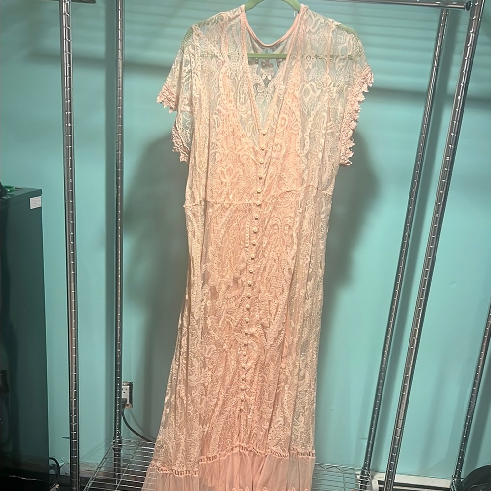 Elegant Lace Pink Dress